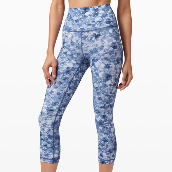 Lululemon Run With The Waves Leggings Blue Print Zip Zipper High Waist Pattern 4 - Picture 1 of 11